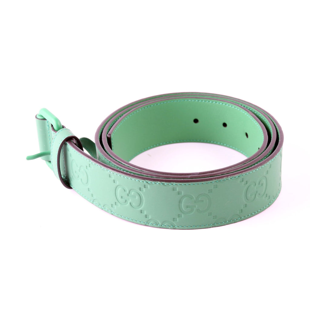 771297 Jumbo GG Rubber Effect Leather Belt Size 705/42 Green