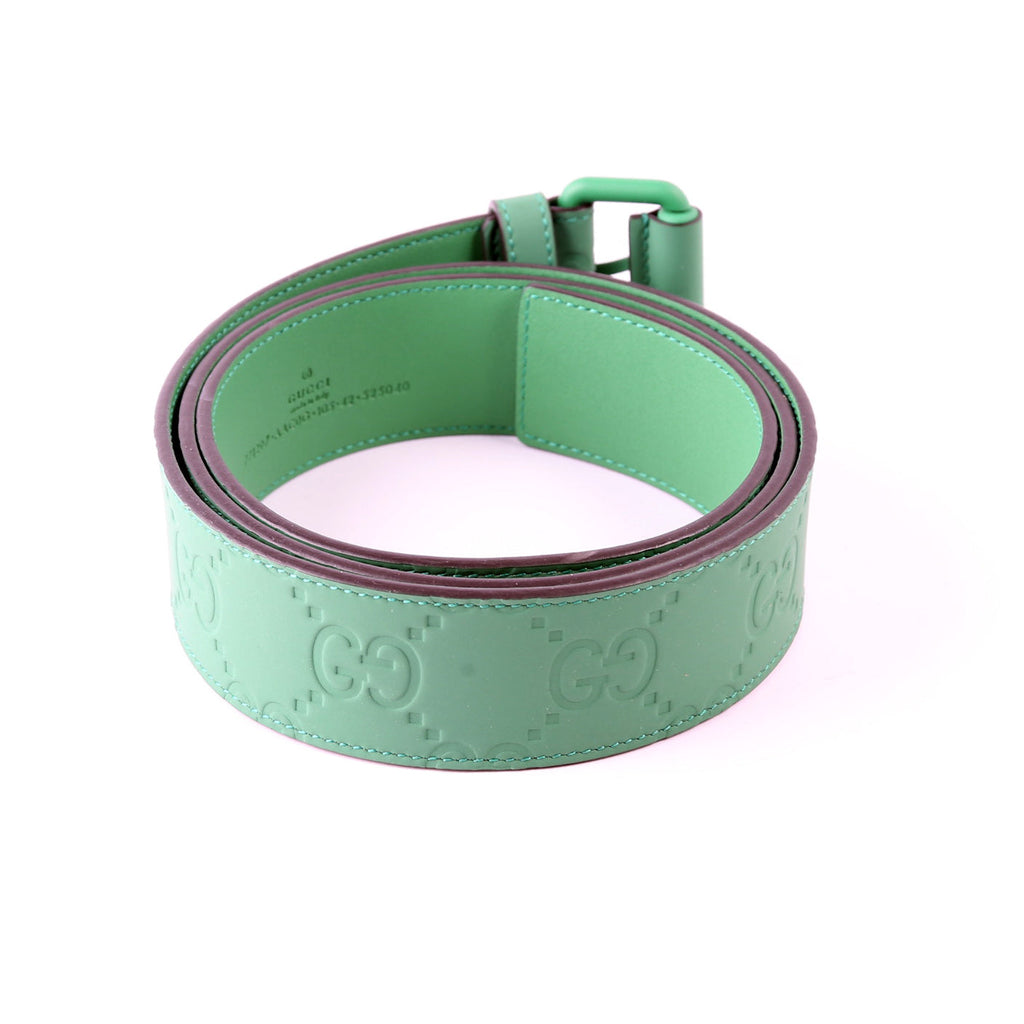 771297 Jumbo GG Rubber Effect Leather Belt Size 705/42 Green