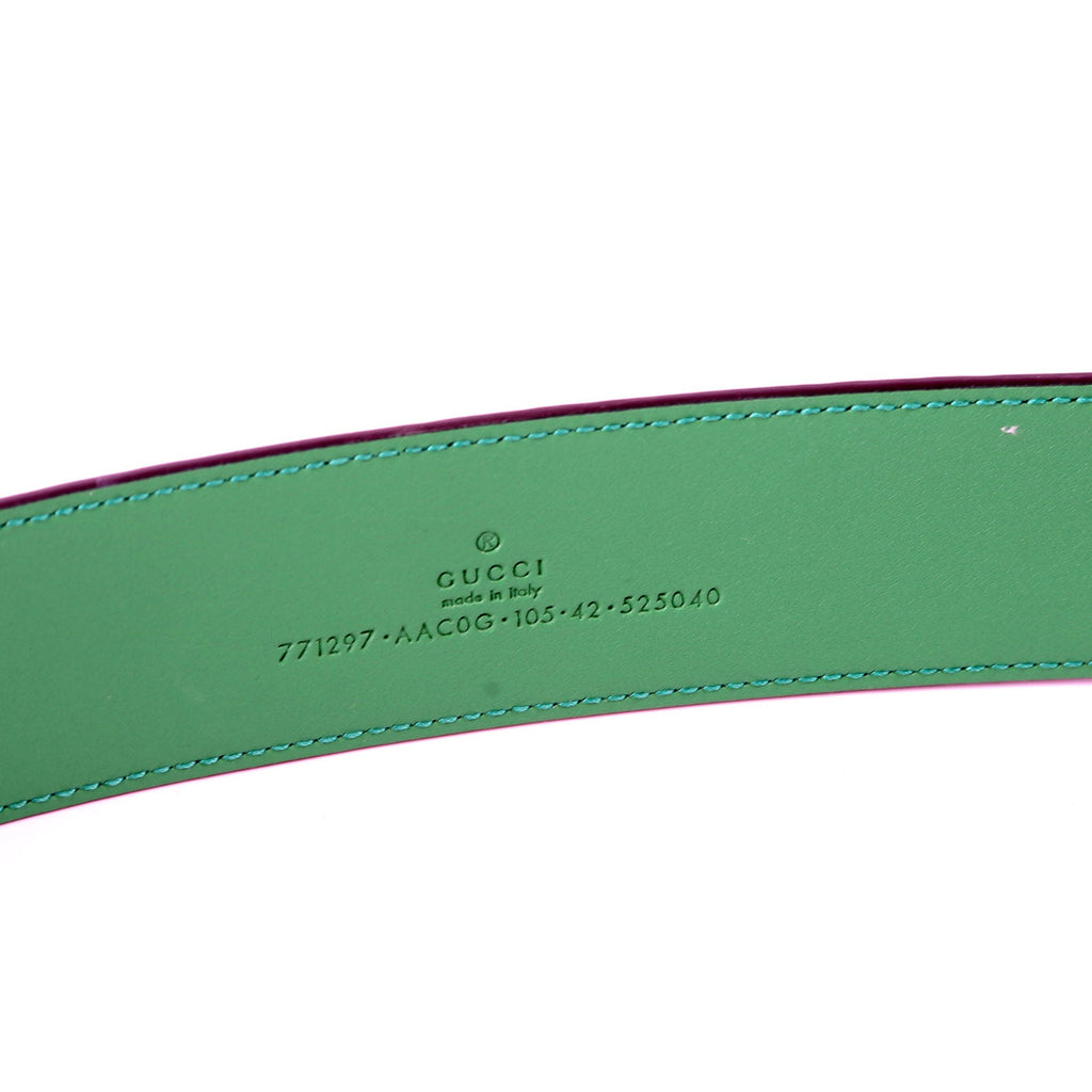 771297 Jumbo GG Rubber Effect Leather Belt Size 705/42 Green