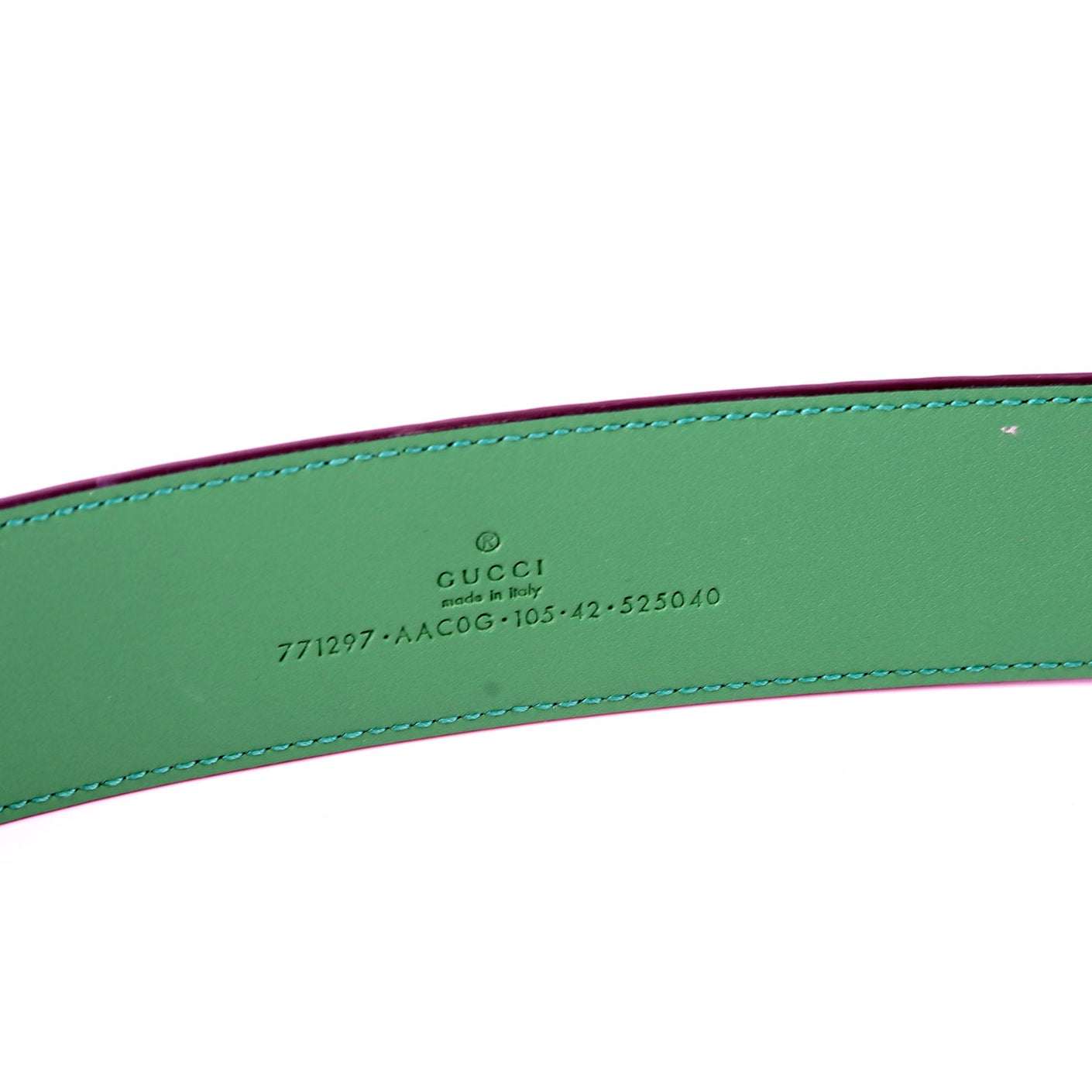 771297 Jumbo GG Rubber Effect Leather Belt Size 705/42 Green