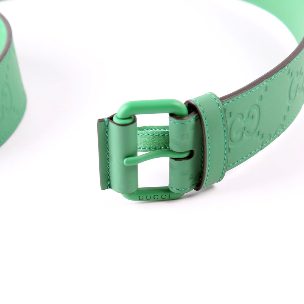 771297 Jumbo GG Rubber Effect Leather Belt Size 705/42 Green