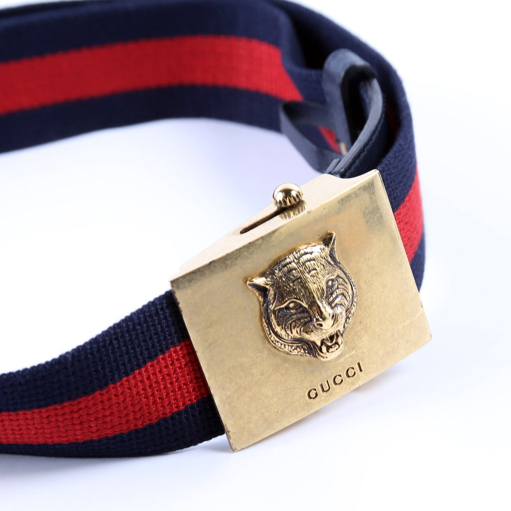 437498 Feline Buckle Web Canvas Belt Size 100/40 Red/Navy