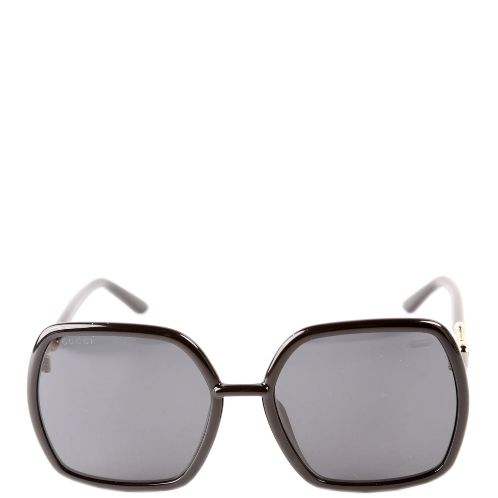 GG0890SA Oversized Square Horsebit Sunglasses Black