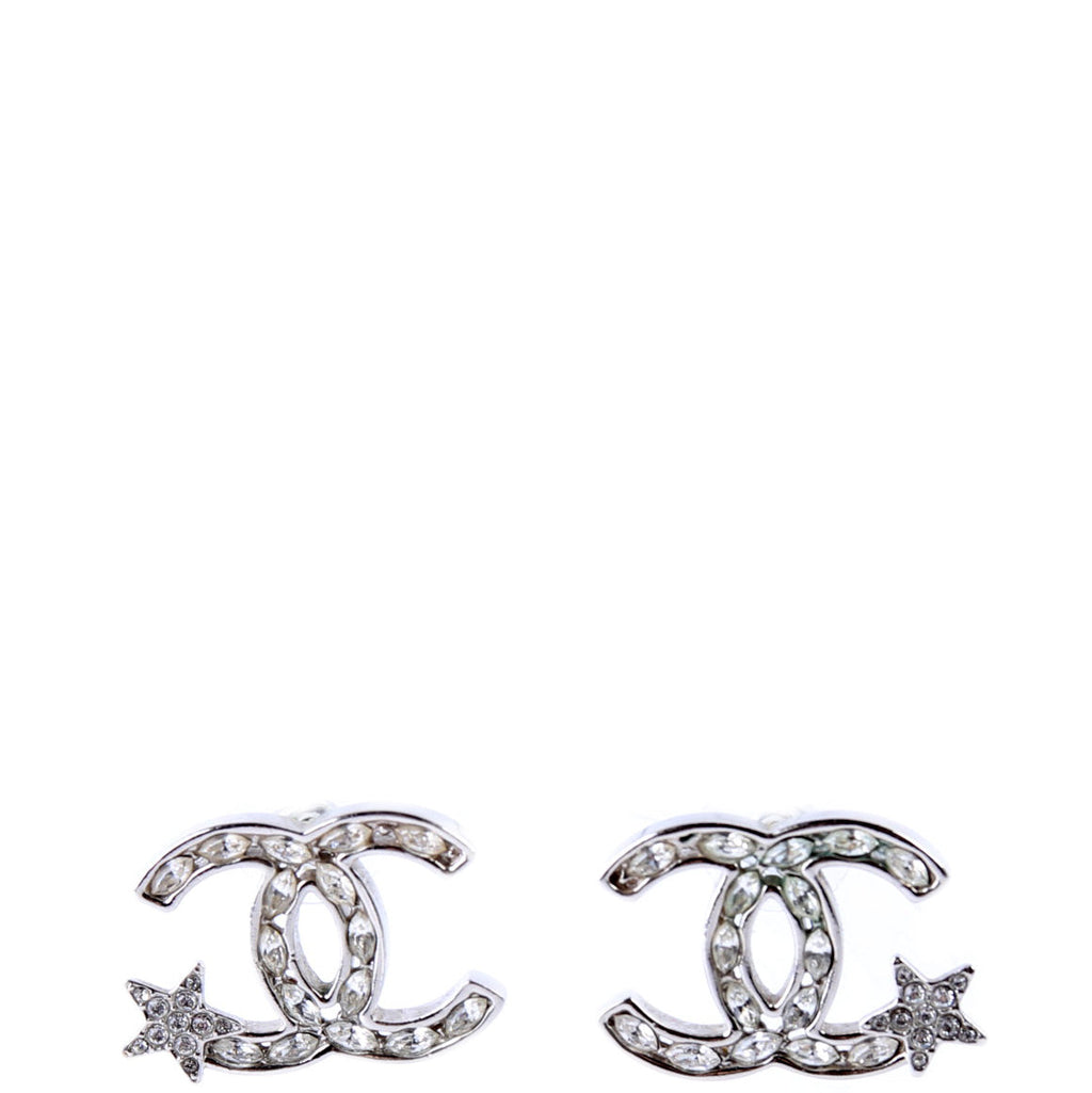 Crystal Star CC Stud Earrings Silver