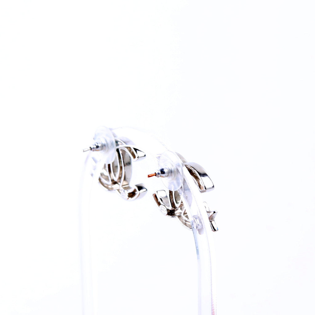 Crystal Star CC Stud Earrings Silver