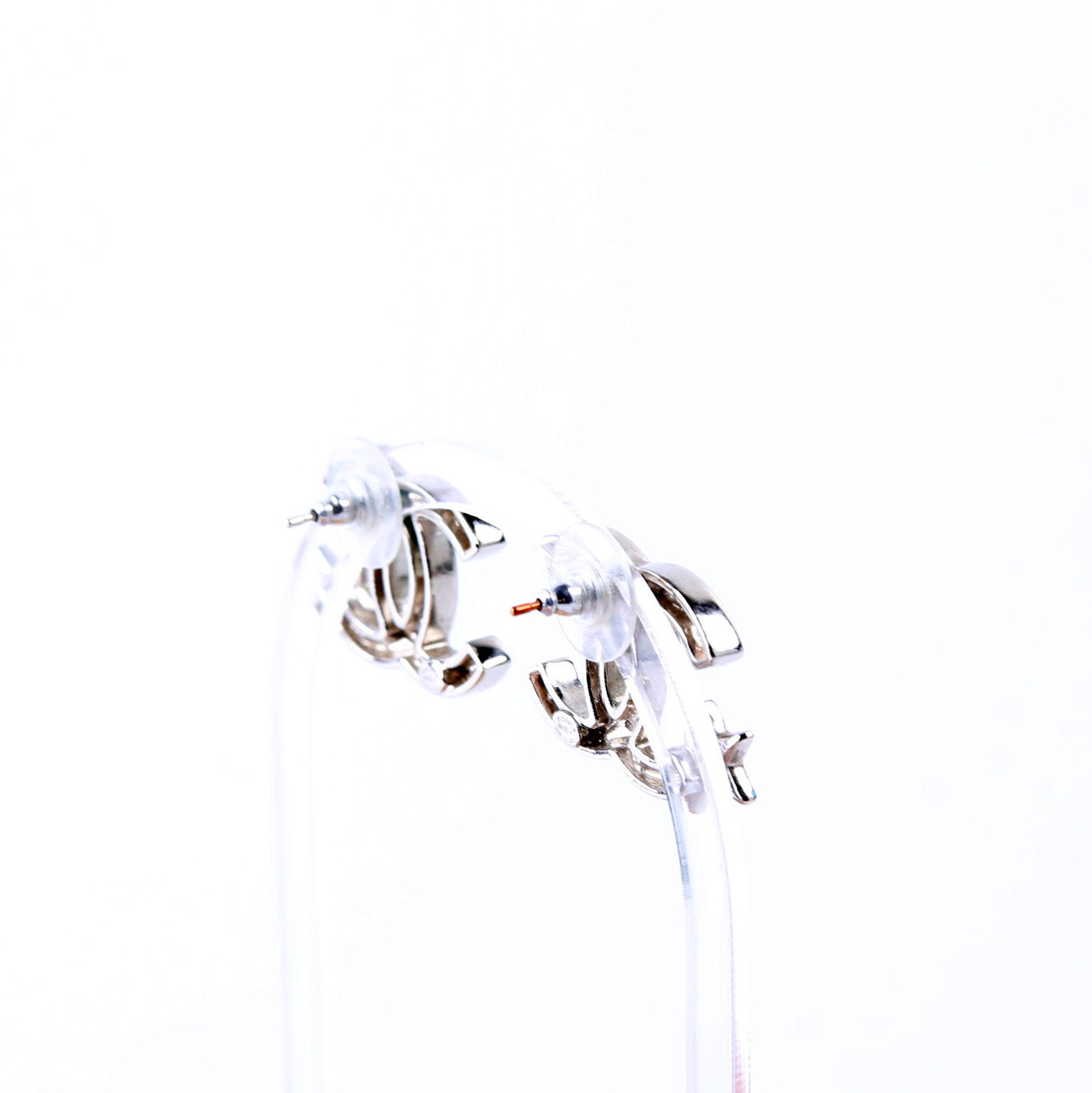 Crystal Star CC Stud Earrings Silver