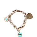Heart Tag Charm Bracelet With Charms 925/Teal