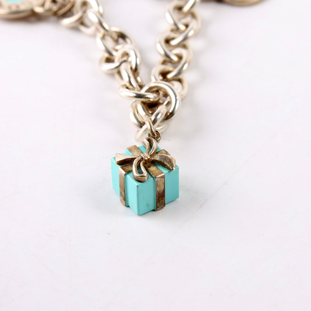 Heart Tag Charm Bracelet With Charms 925/Teal