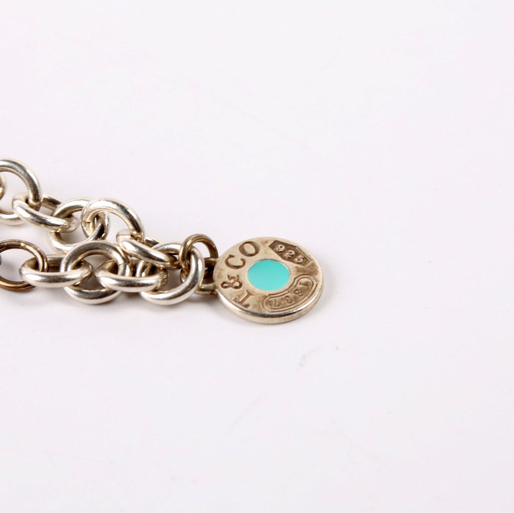 Heart Tag Charm Bracelet With Charms 925/Teal