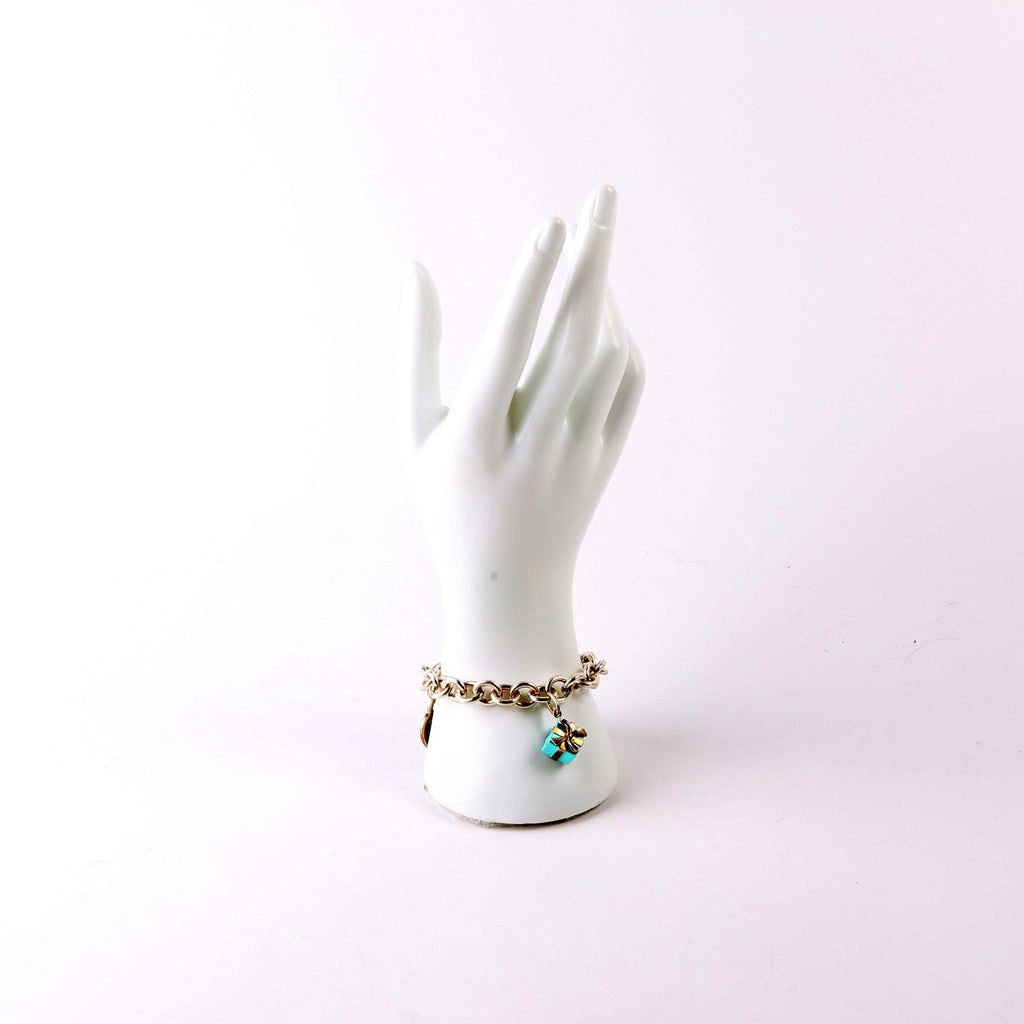 Heart Tag Charm Bracelet With Charms 925/Teal