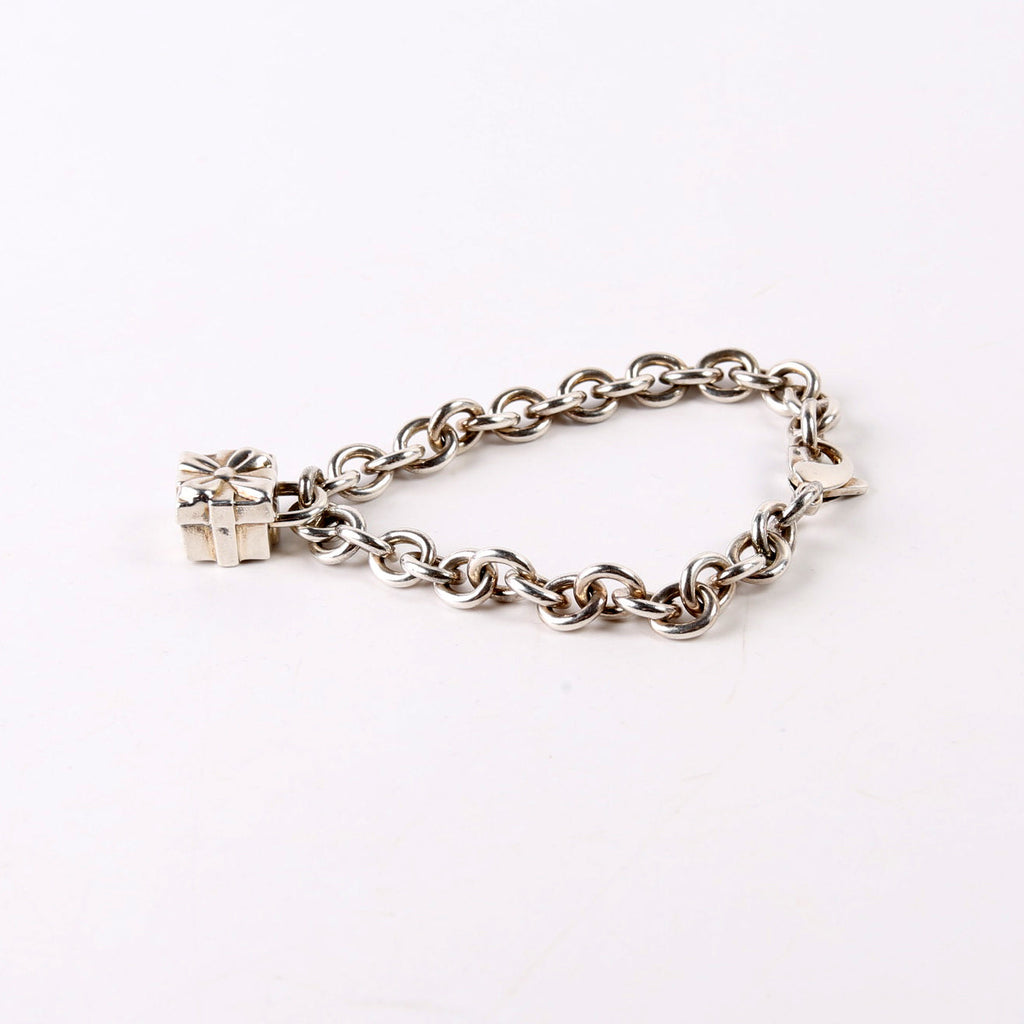Link Chain With Present Lock Charm Bracelet 925