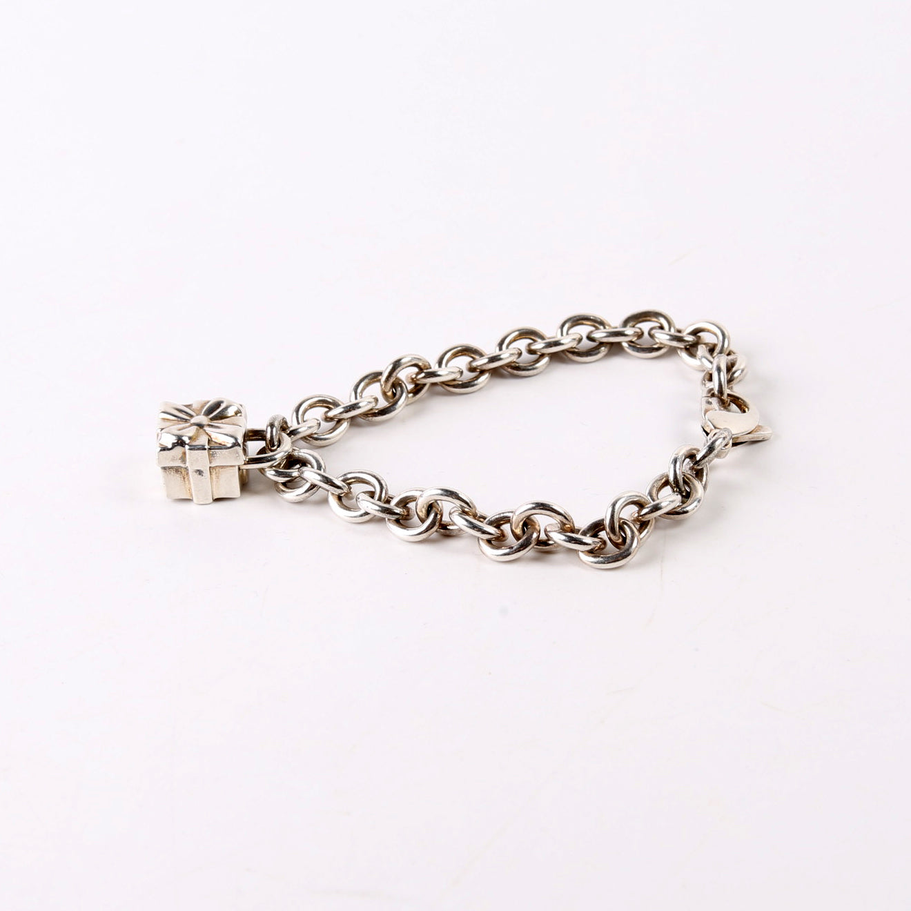 Link Chain With Present Lock Charm Bracelet 925