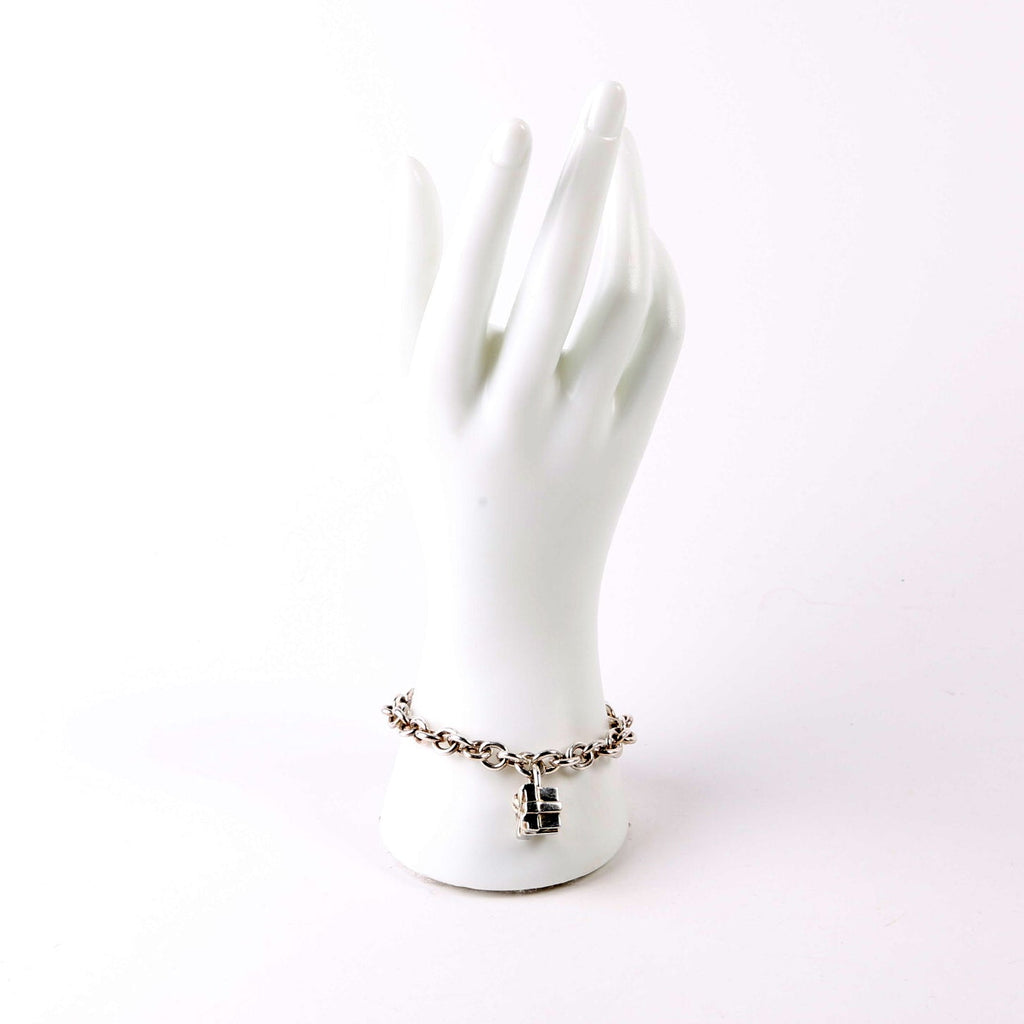 Link Chain With Present Lock Charm Bracelet 925
