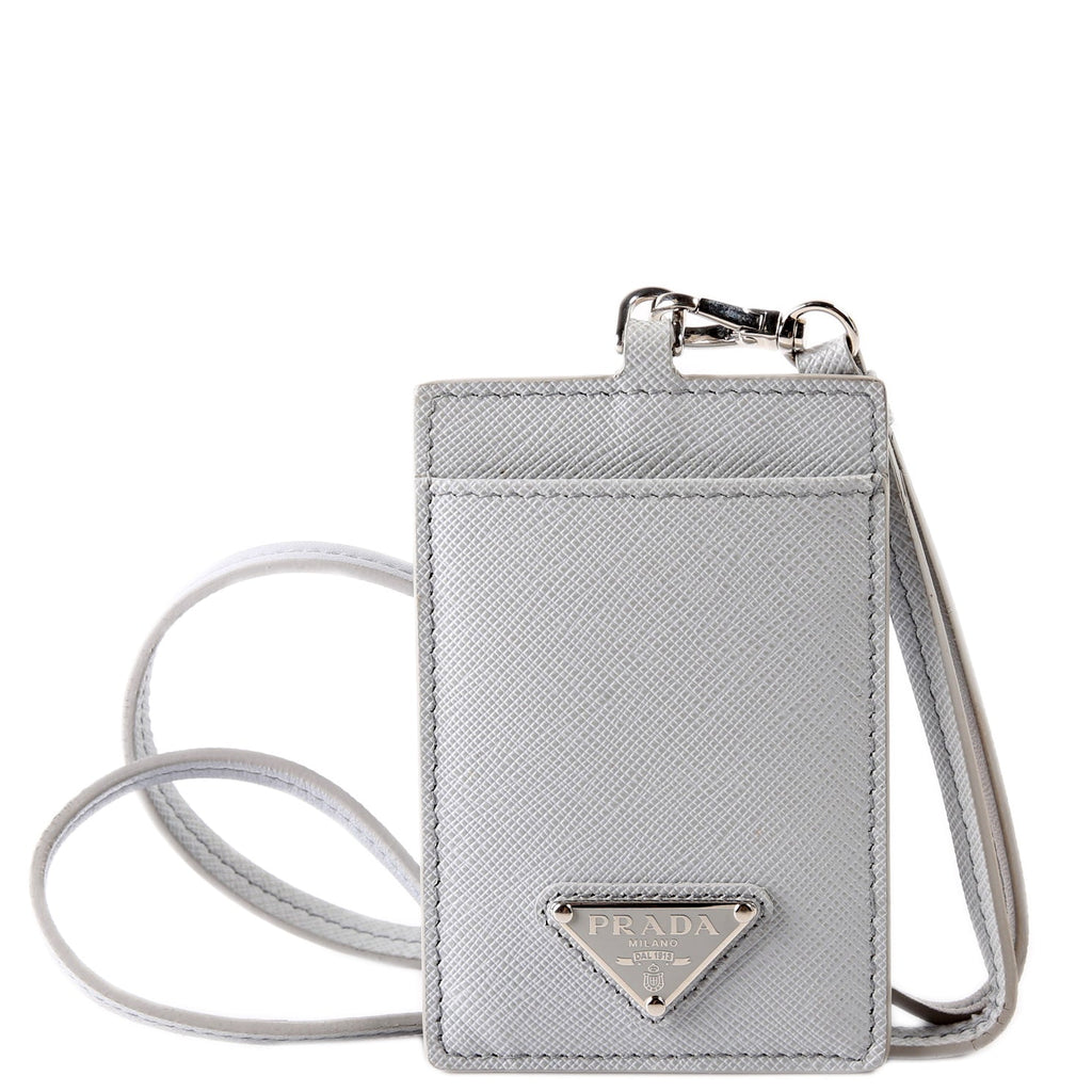 Saffiano Triangle Logo Lanyard Grey