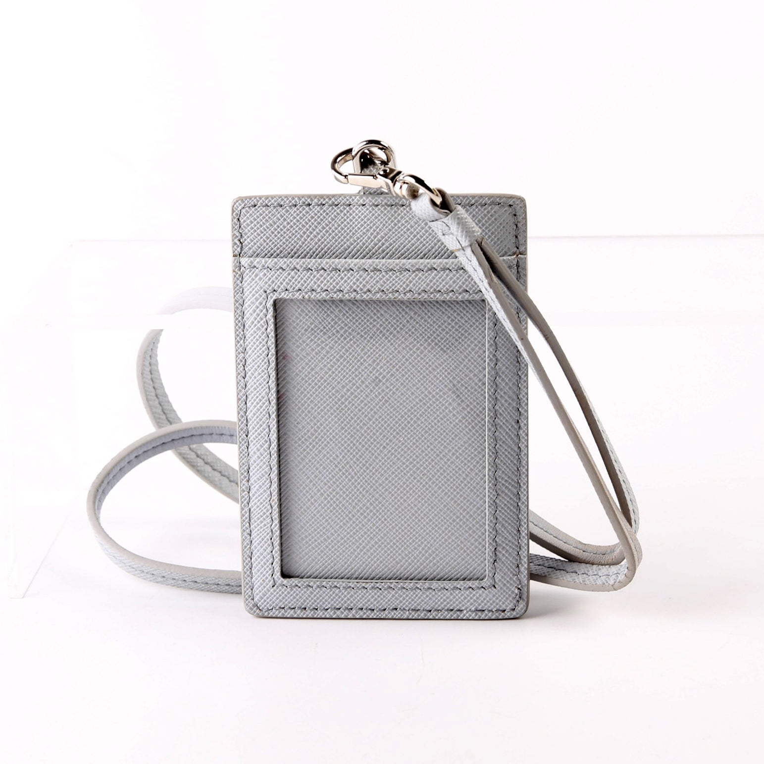 Saffiano Triangle Logo Lanyard Grey