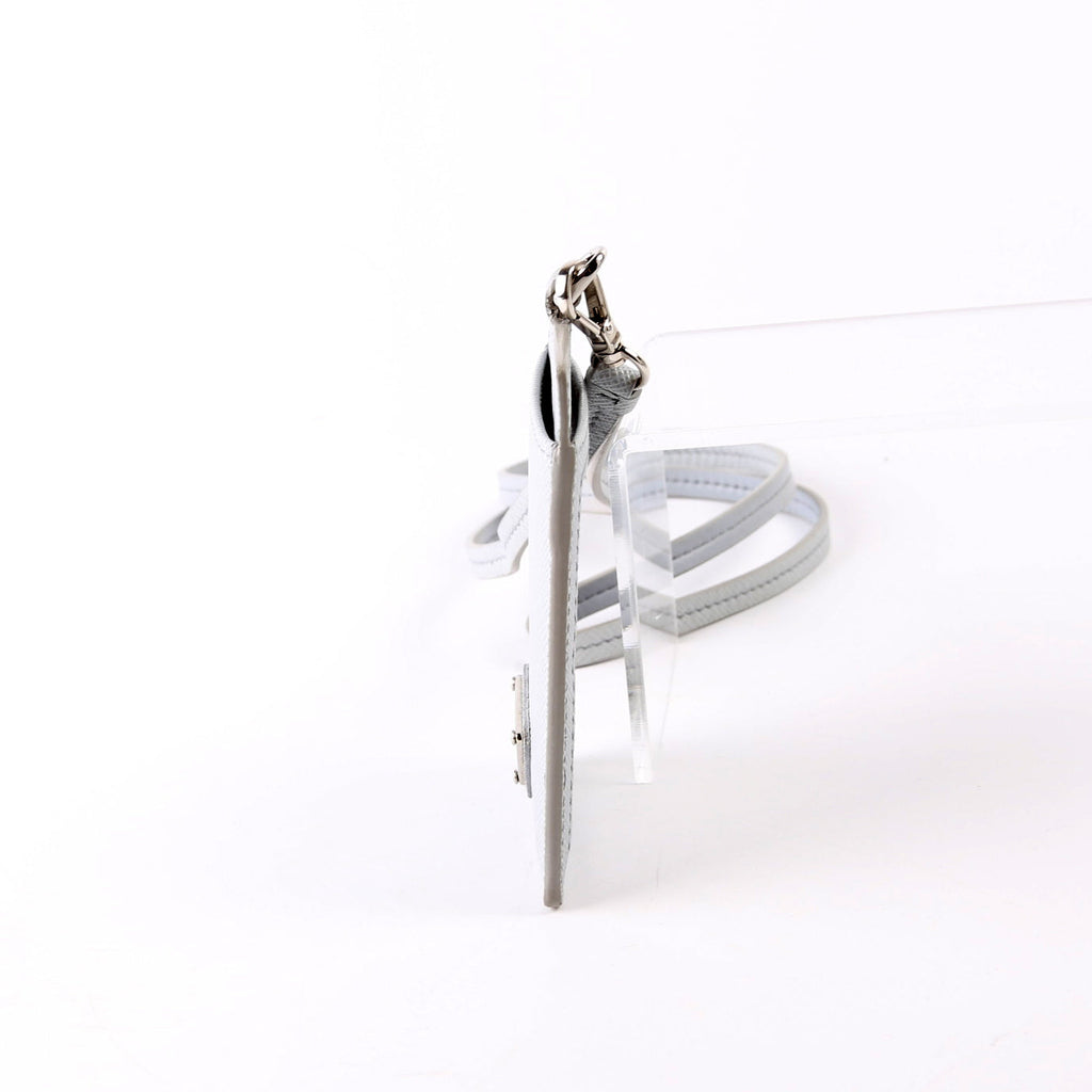 Saffiano Triangle Logo Lanyard Grey