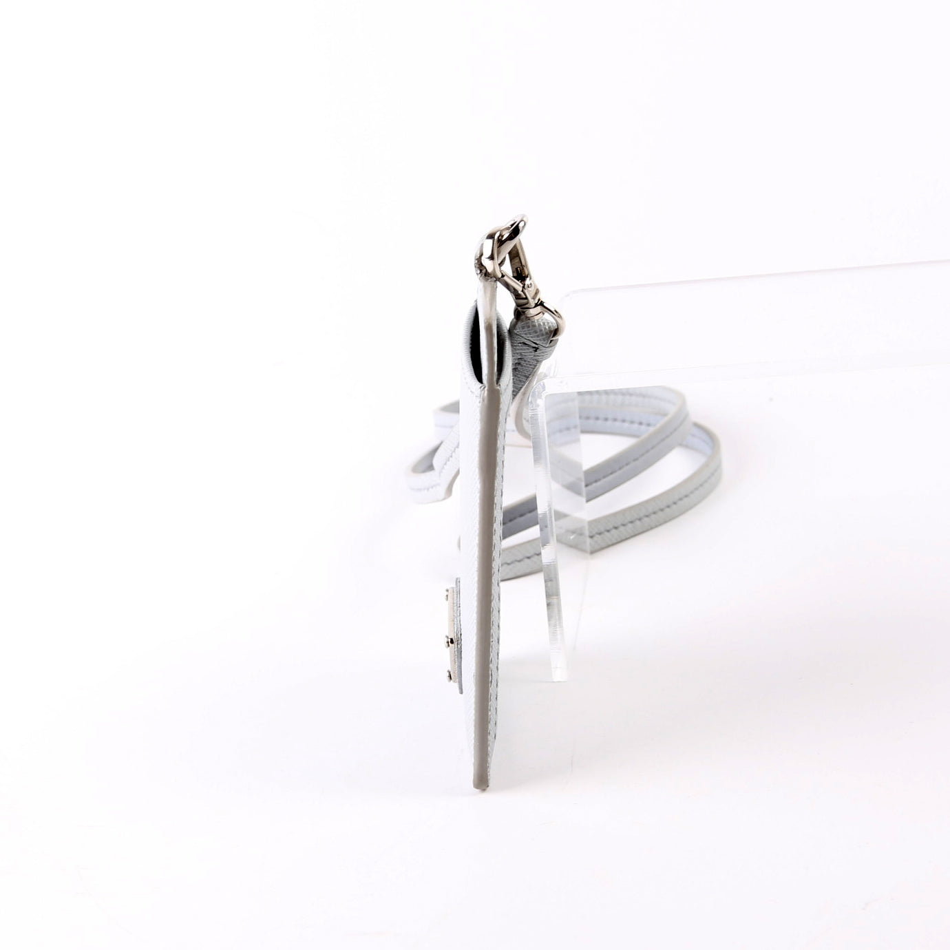 Saffiano Triangle Logo Lanyard Grey