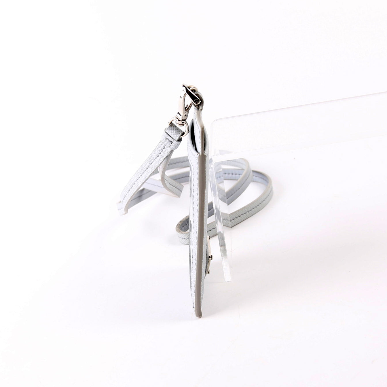 Saffiano Triangle Logo Lanyard Grey