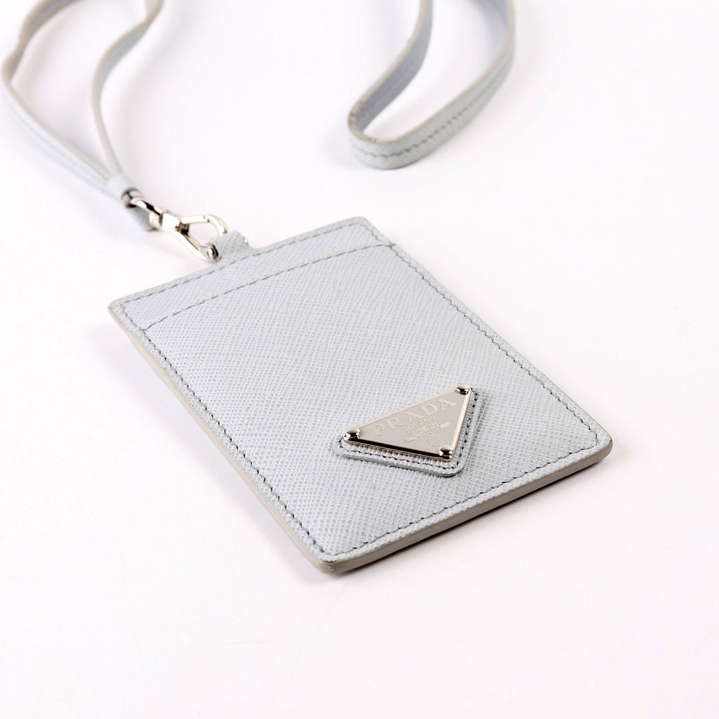 Saffiano Triangle Logo Lanyard Grey
