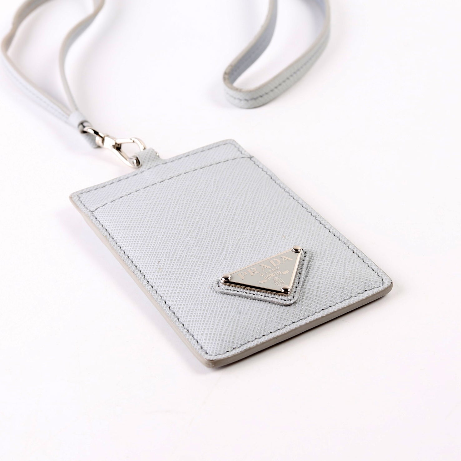 Saffiano Triangle Logo Lanyard Grey