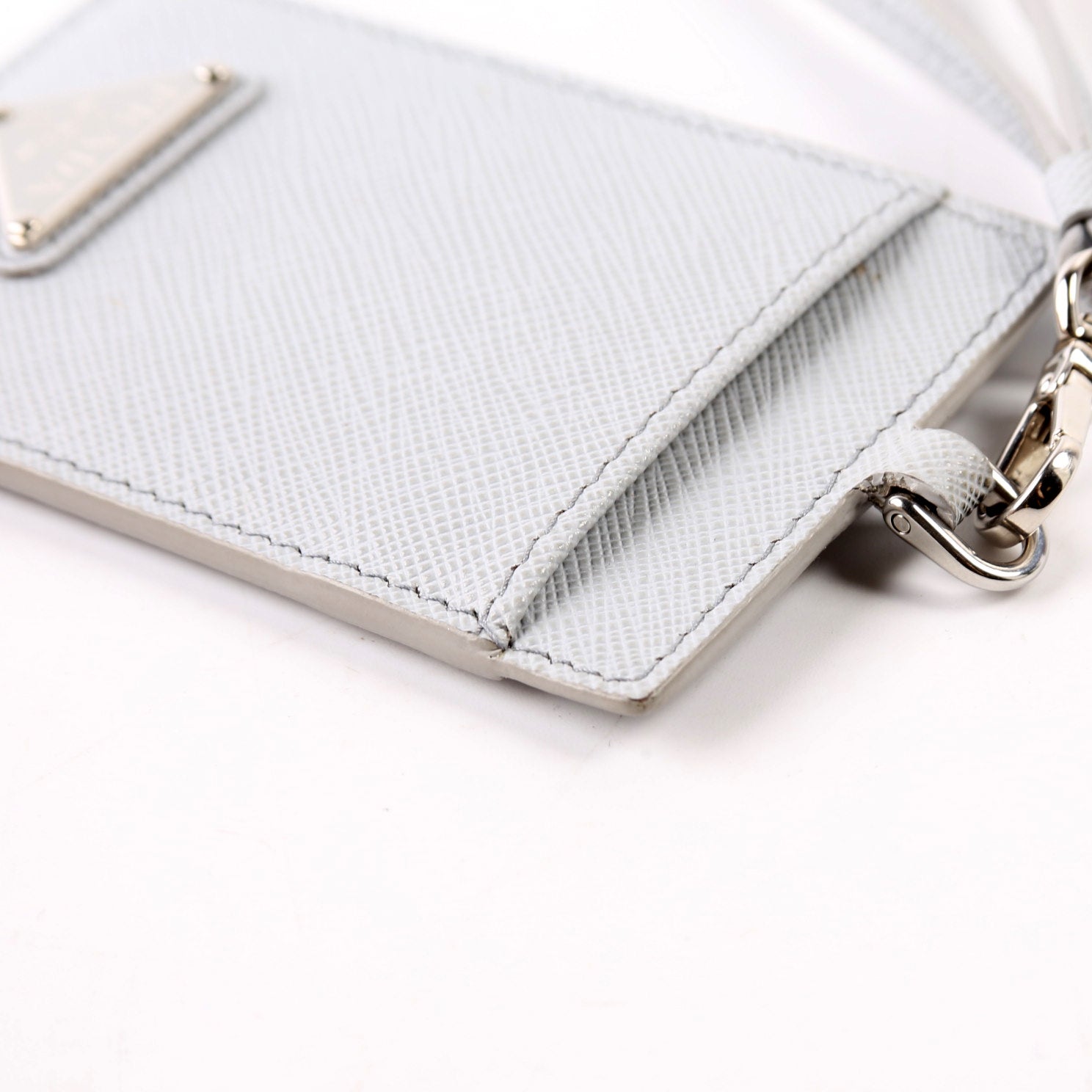 Saffiano Triangle Logo Lanyard Grey