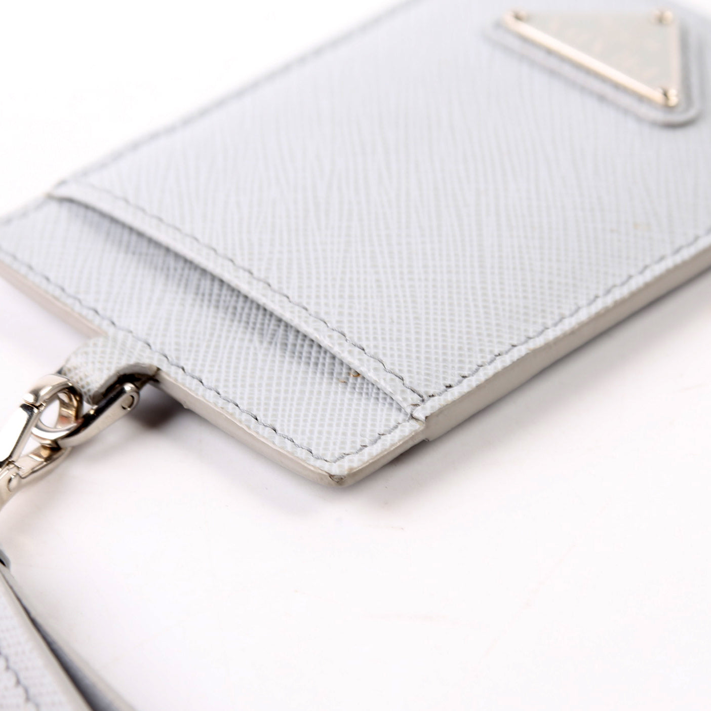 Saffiano Triangle Logo Lanyard Grey