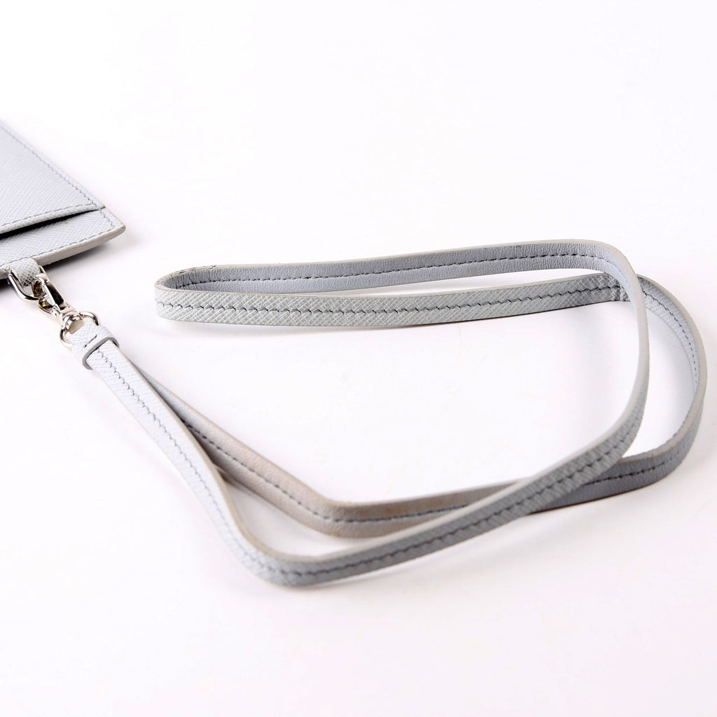Saffiano Triangle Logo Lanyard Grey