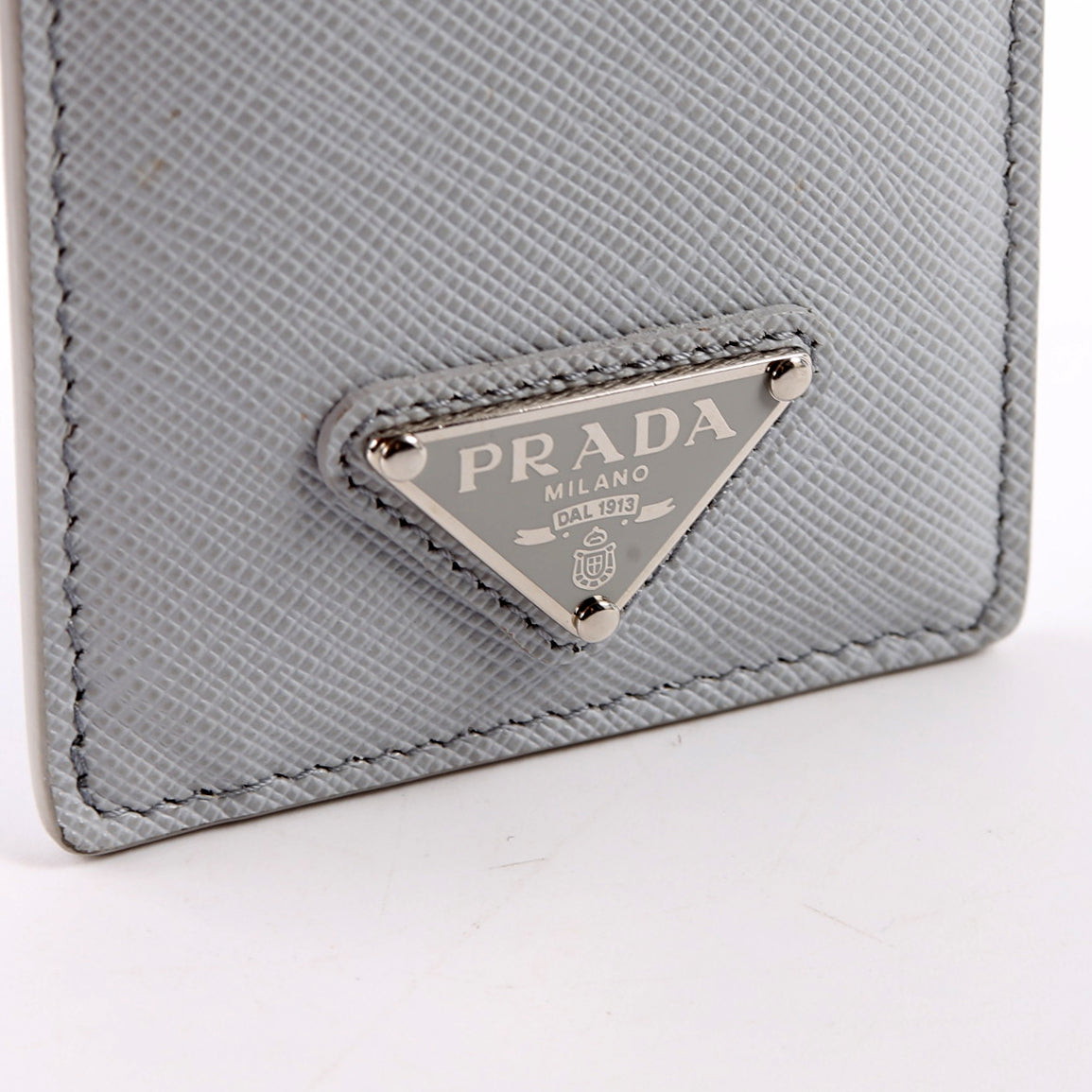 Saffiano Triangle Logo Lanyard Grey
