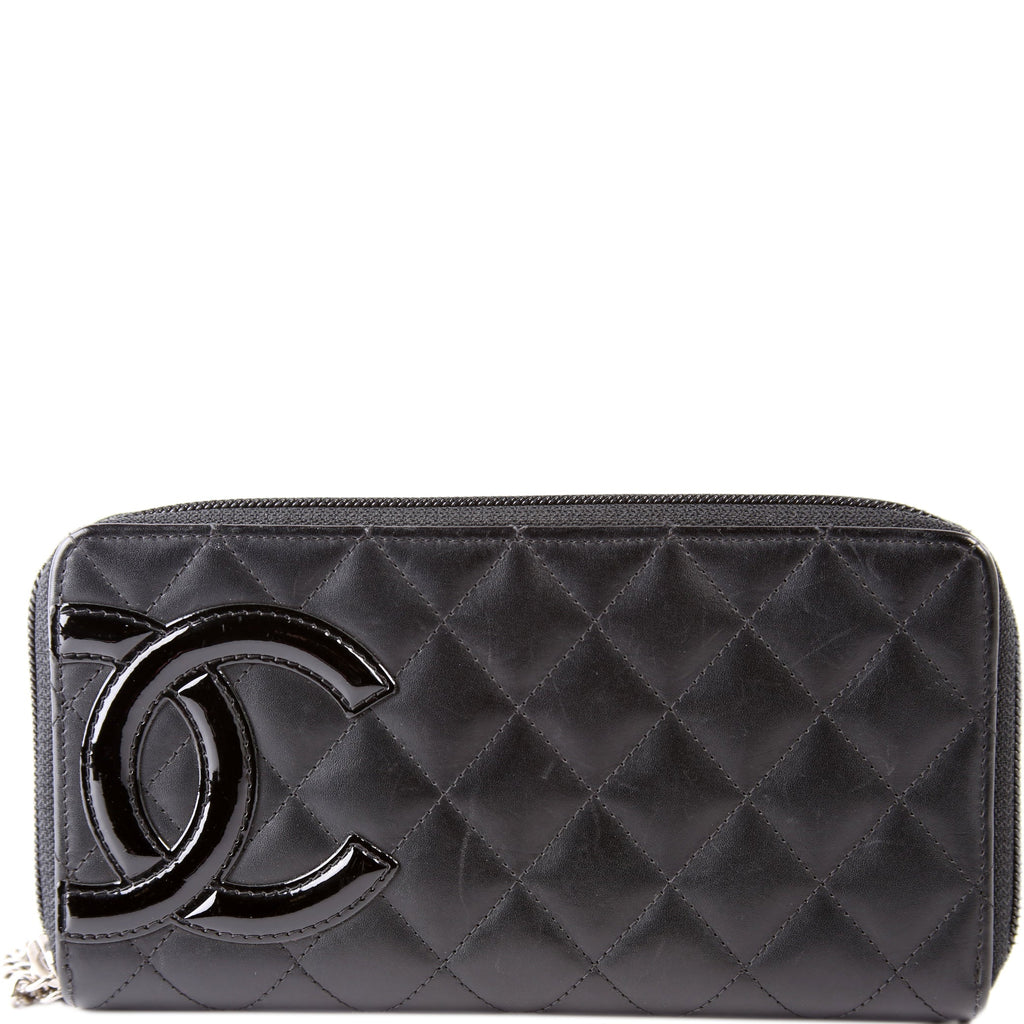 Cambon Ligne Zip Around Long Wallet Black/Pink