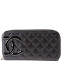 Cambon Ligne Zip Around Long Wallet Black/Pink