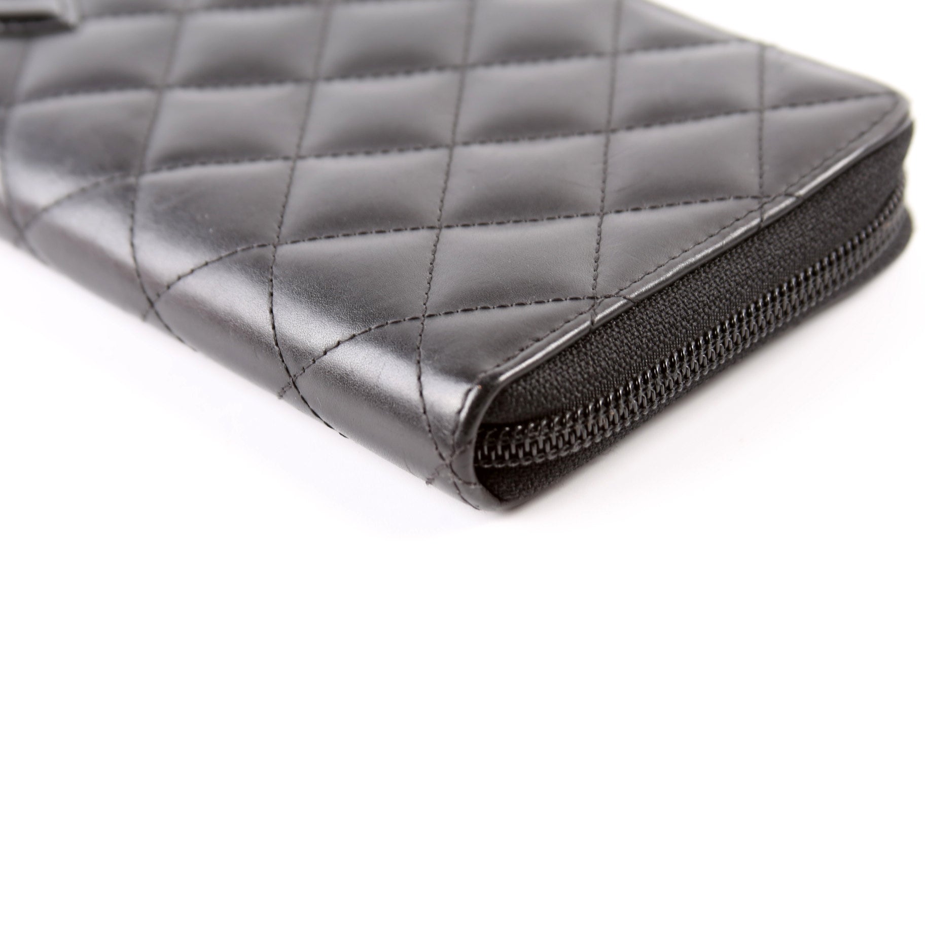 Cambon Ligne Zip Around Long Wallet Black/Pink
