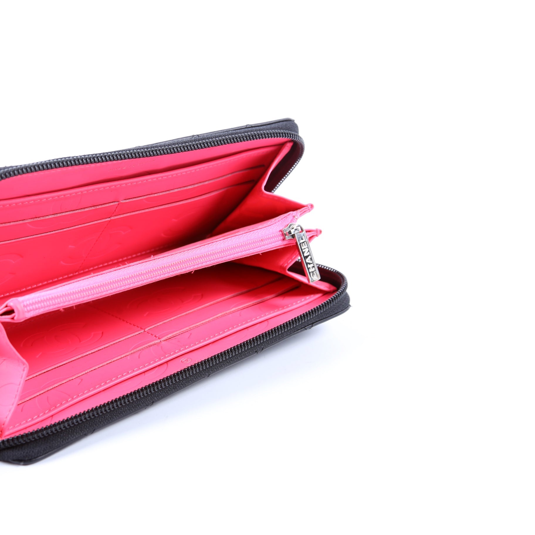 Cambon Ligne Zip Around Long Wallet Black/Pink