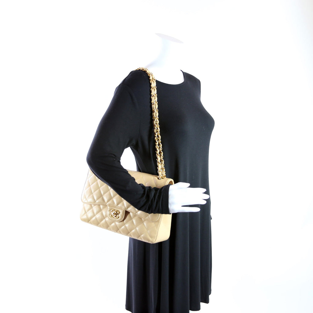 Classic Flap Jumbo Caviar 30M Tan