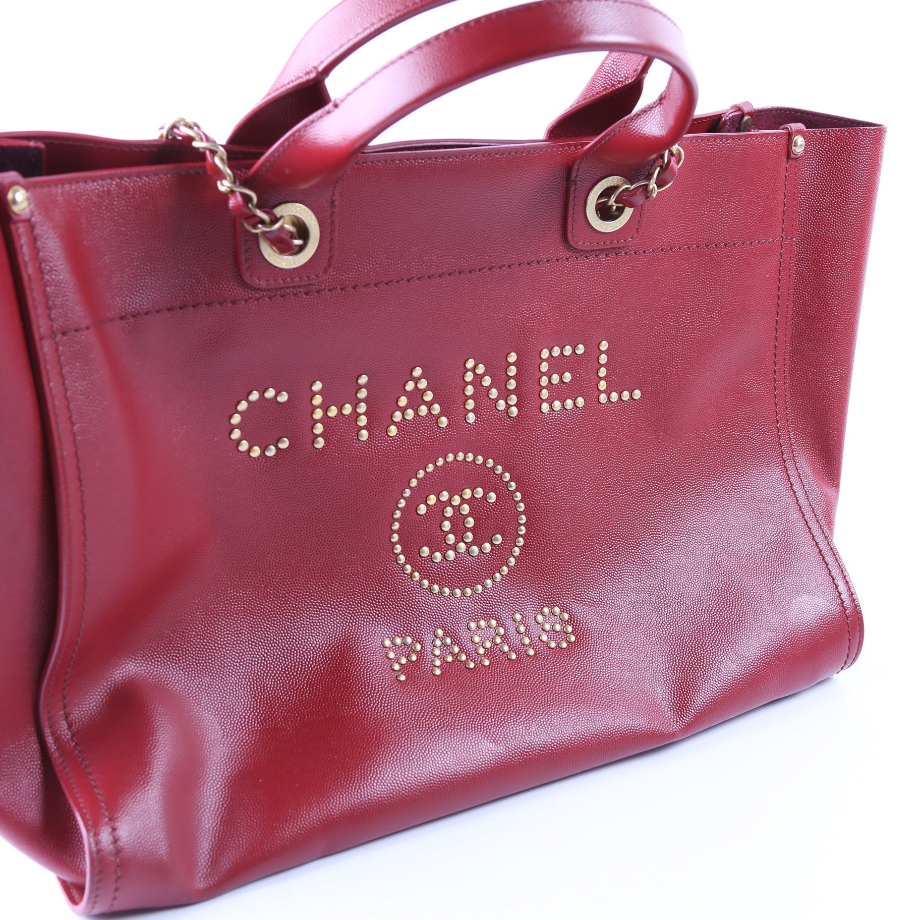 Deauville Studded Caviar Leather Med Tote 26M