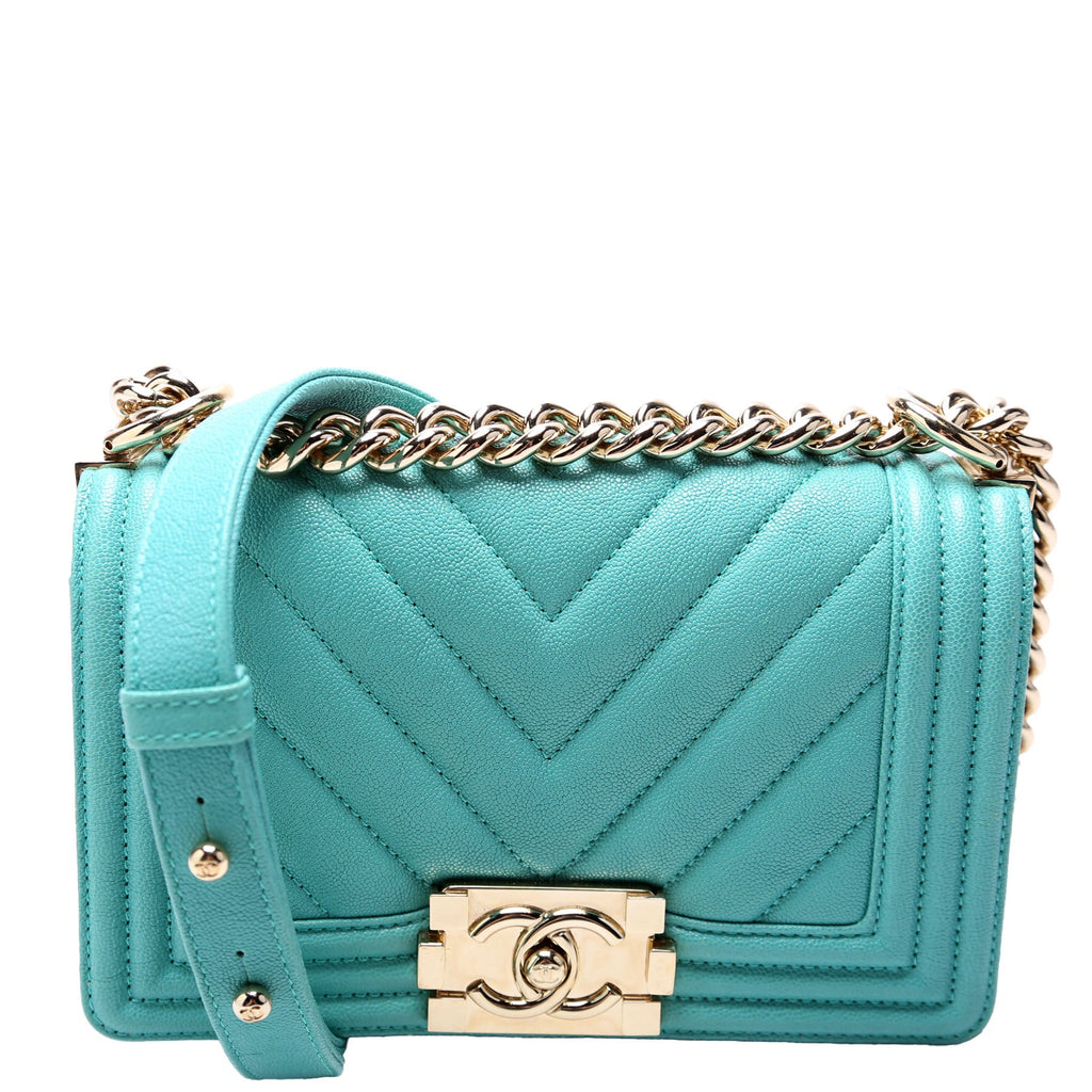 Boy Flap Small Chevron Caviar 27M Teal