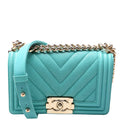 Boy Flap Small Chevron Caviar 27M Teal