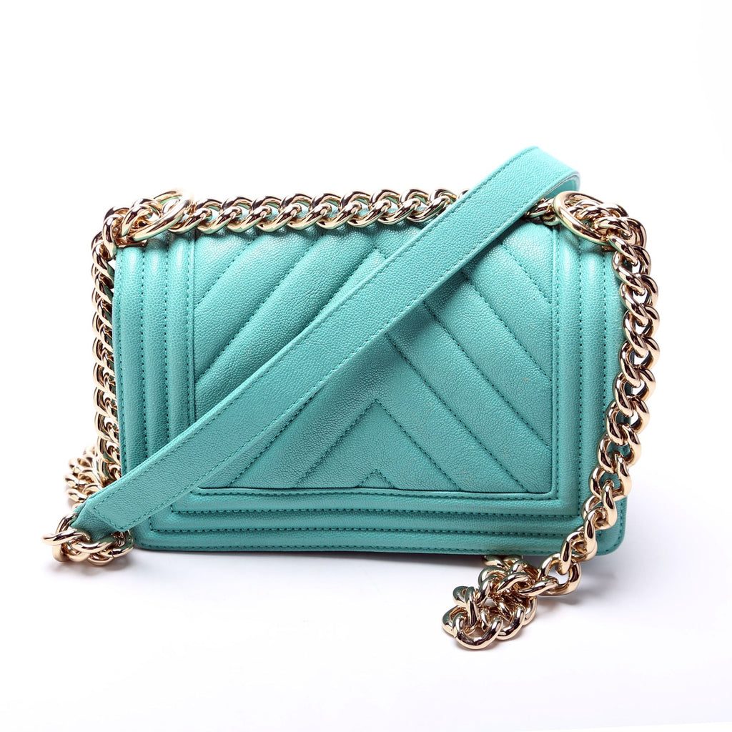 Boy Flap Small Chevron Caviar 27M Teal