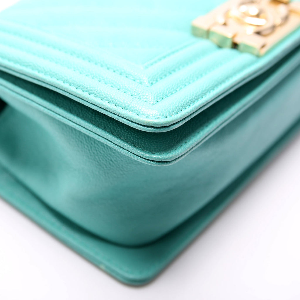 Boy Flap Small Chevron Caviar 27M Teal