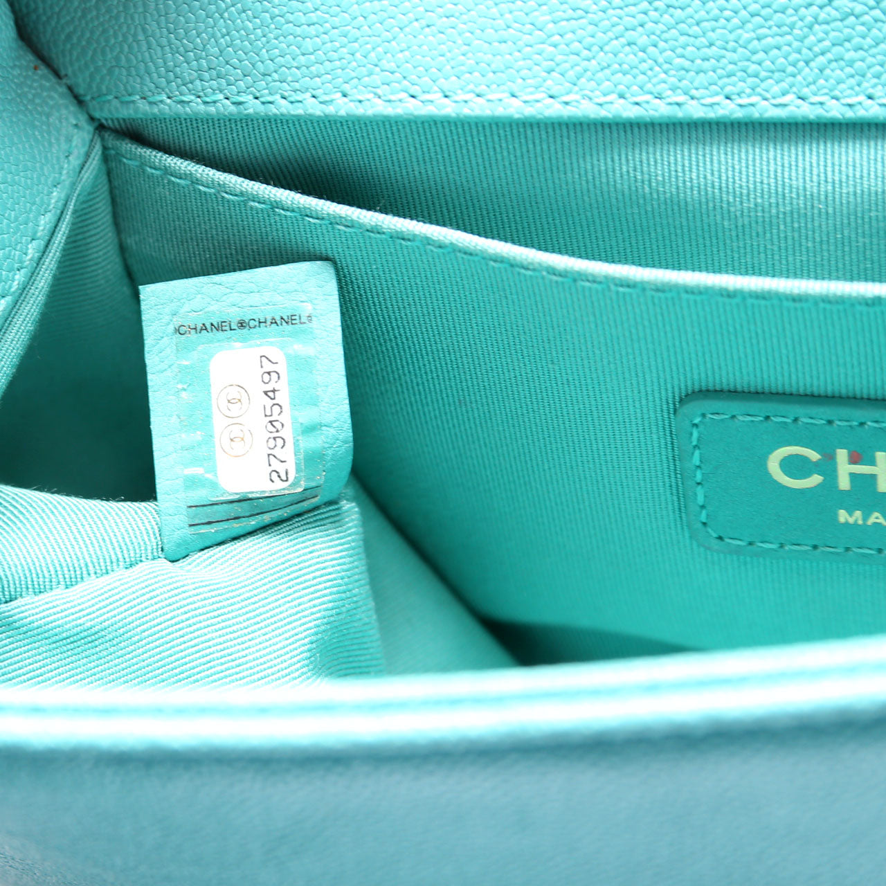 Boy Flap Small Chevron Caviar 27M Teal