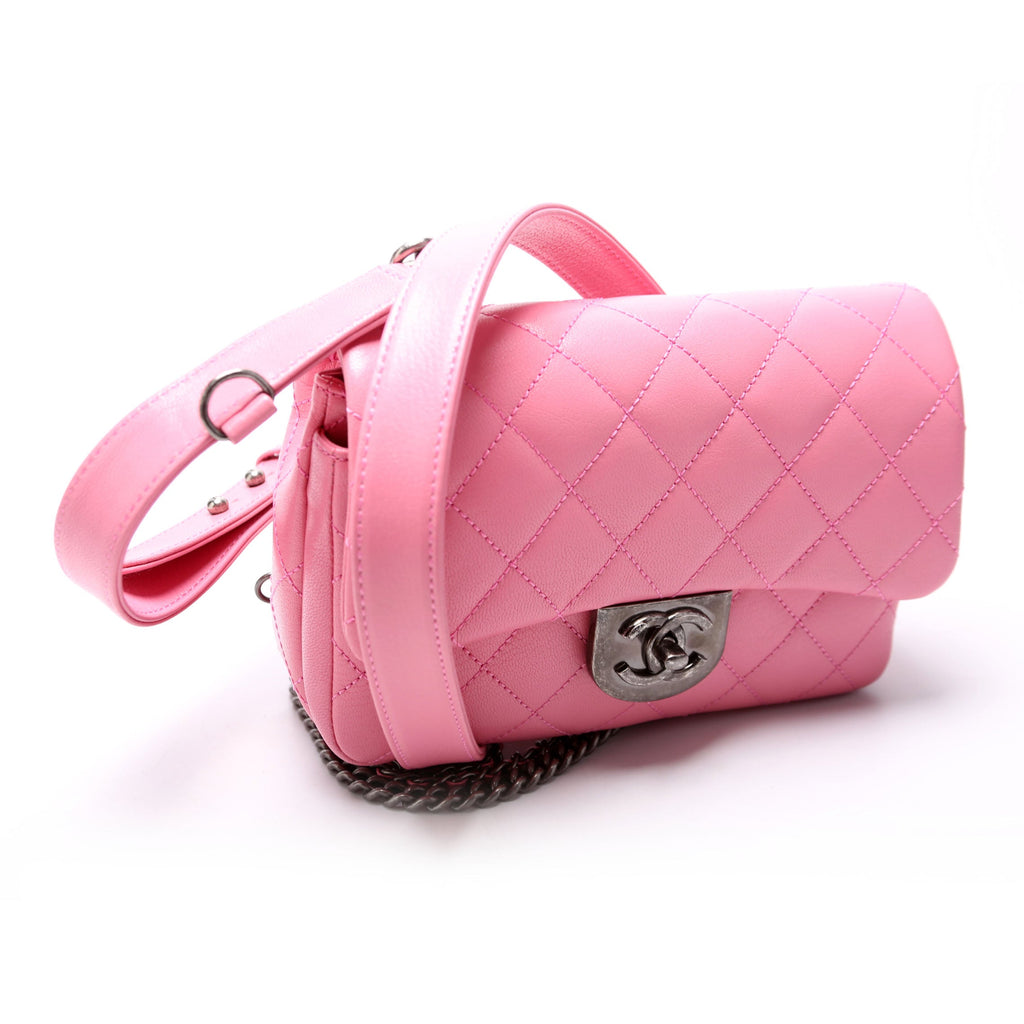 Double Carry Chain Waist Bag 21M Goatskin Pink