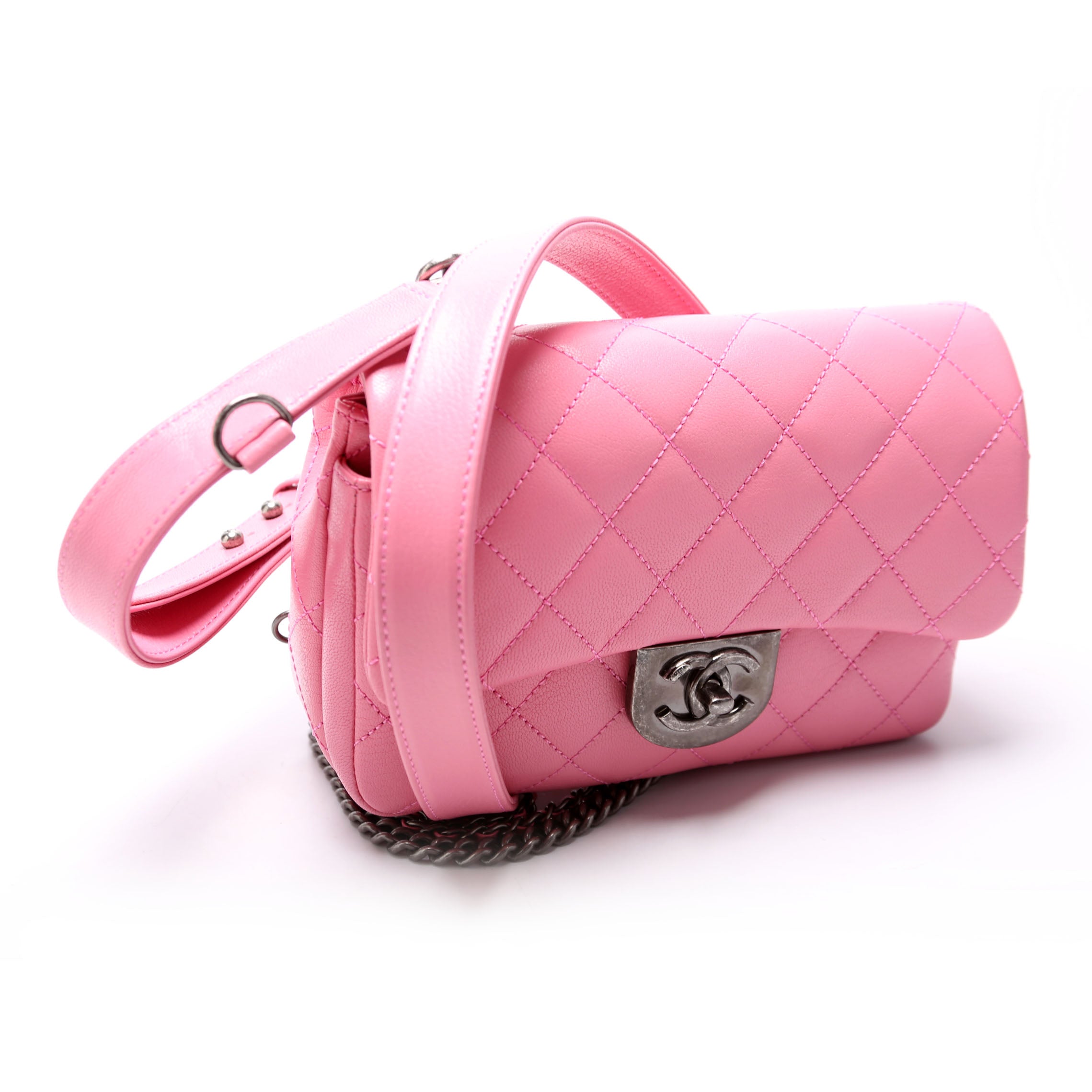 Double Carry Chain Waist Bag 21M Goatskin Pink