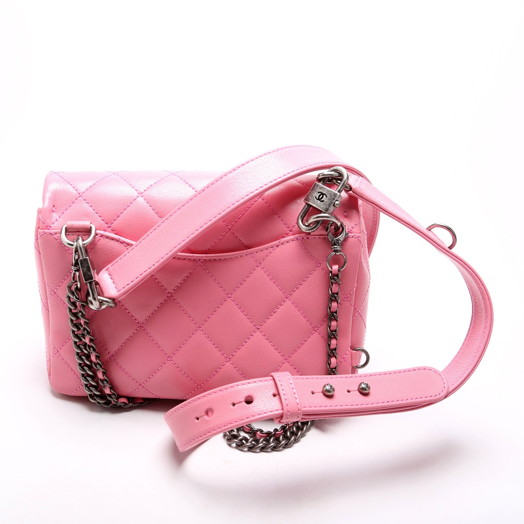 Double Carry Chain Waist Bag 21M Goatskin Pink