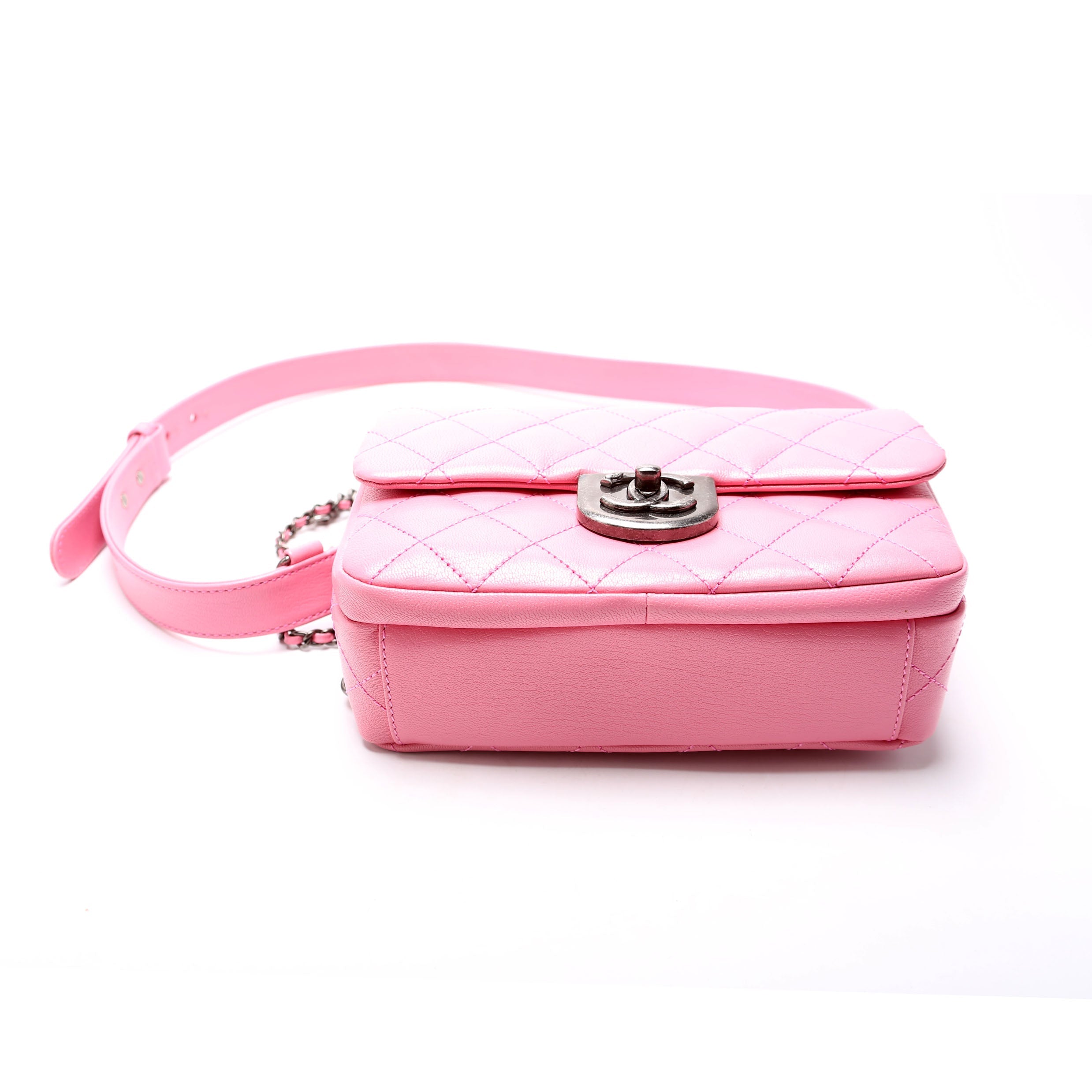 Double Carry Chain Waist Bag 21M Goatskin Pink