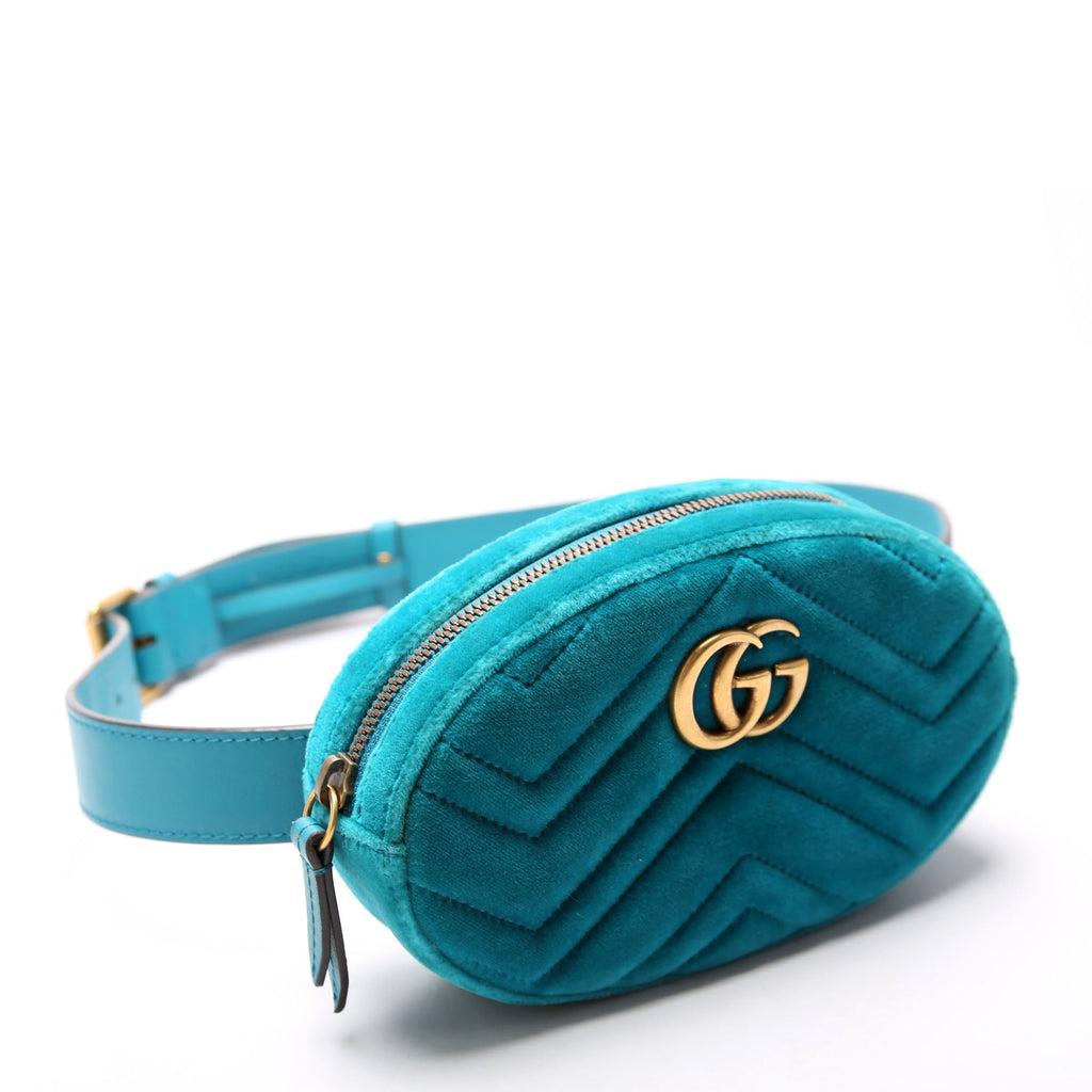 Gucci 476434 Marmont Velvet Belt Bag Teal