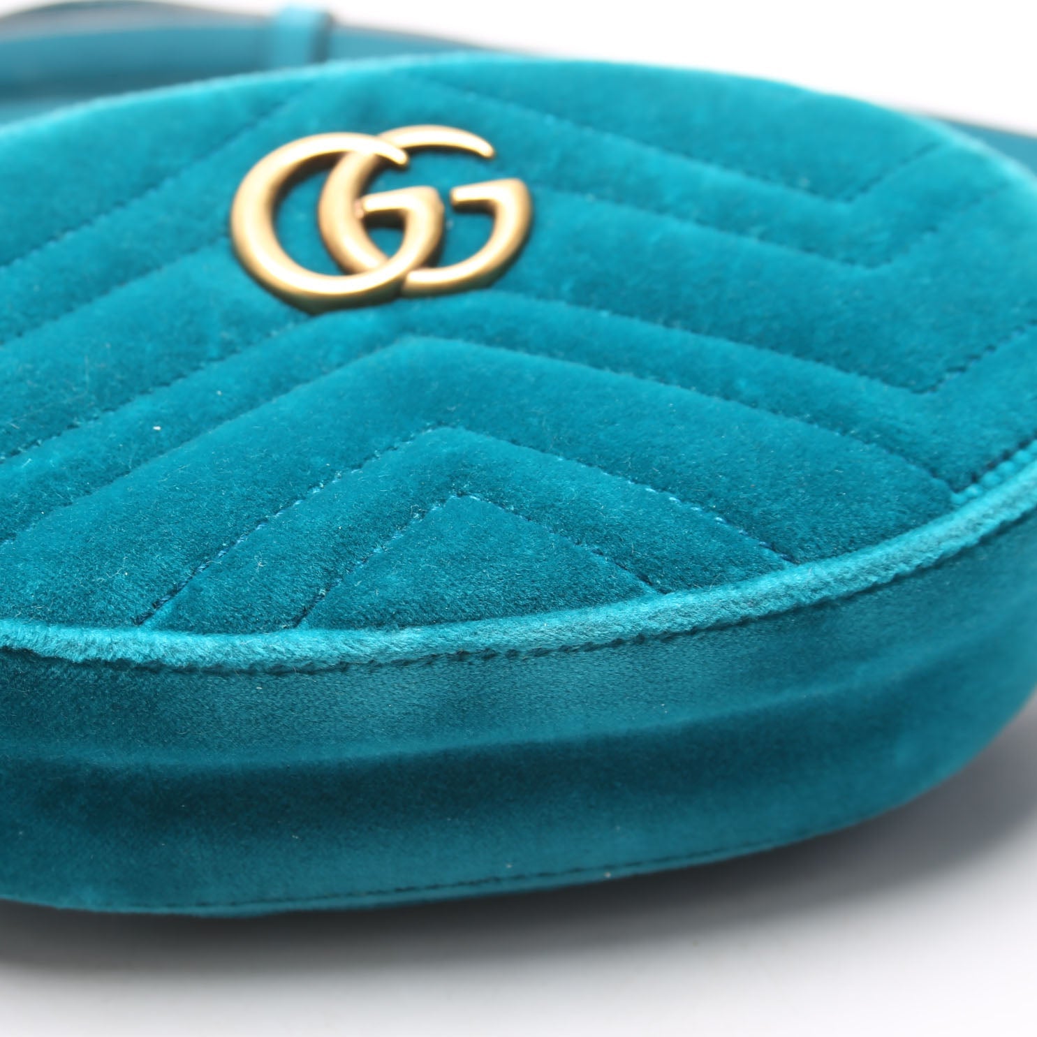 Gucci 476434 Marmont Velvet Belt Bag Teal