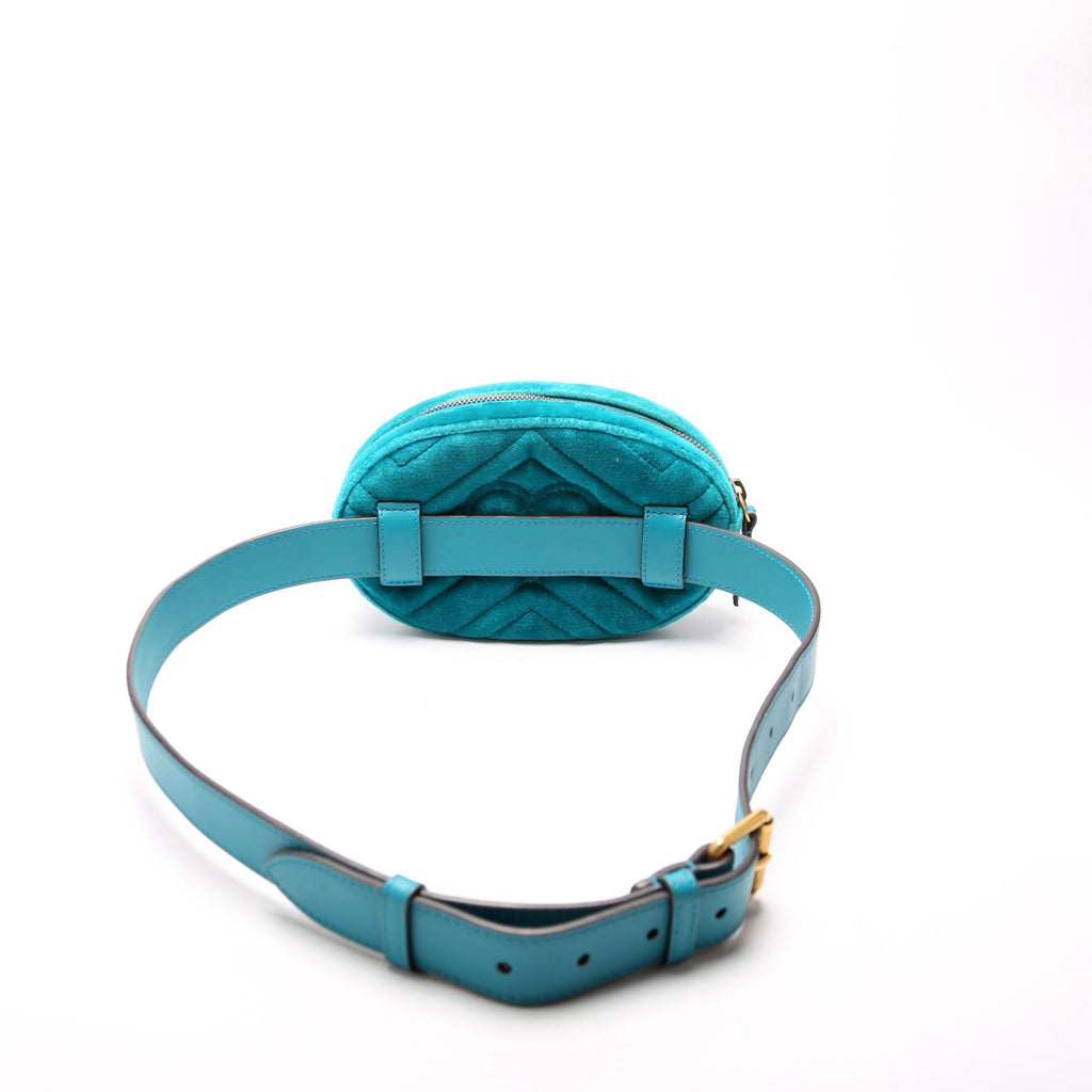 Gucci 476434 Marmont Velvet Belt Bag Teal