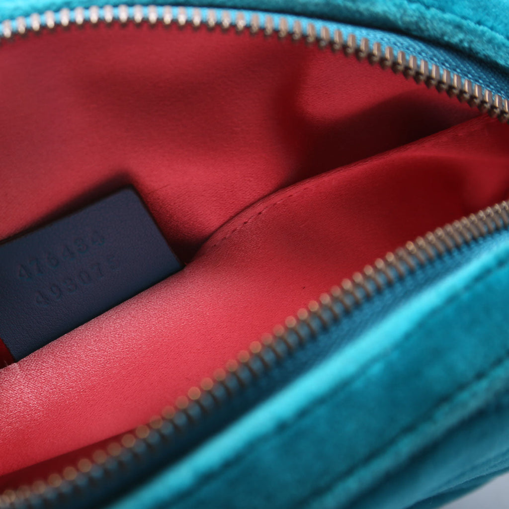 Gucci 476434 Marmont Velvet Belt Bag Teal