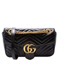 443497 Marmont Leather Shoulder Small Flap Black