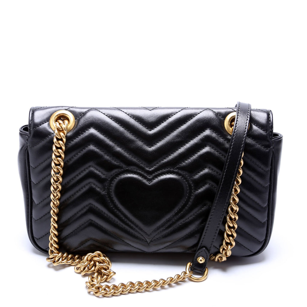 443497 Marmont Leather Shoulder Small Flap Black