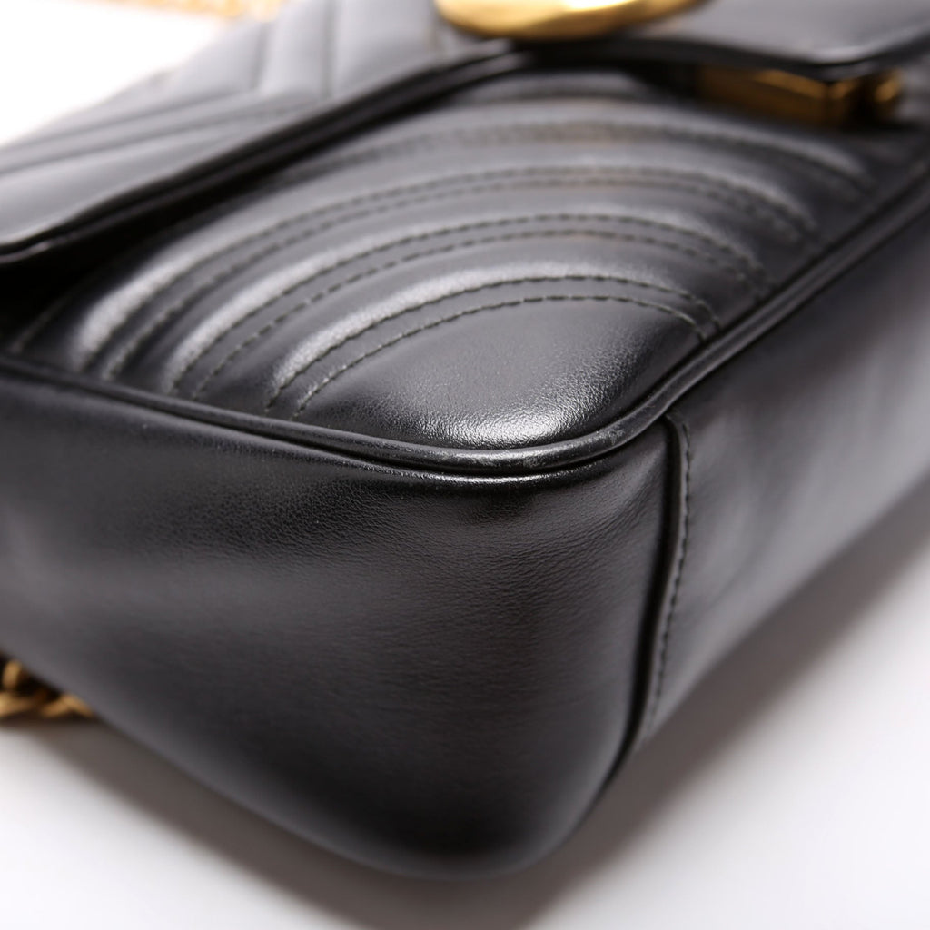 443497 Marmont Leather Shoulder Small Flap Black